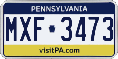 PA license plate MXF3473