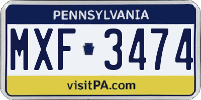 PA license plate MXF3474