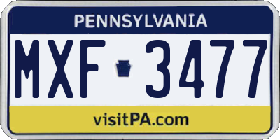 PA license plate MXF3477