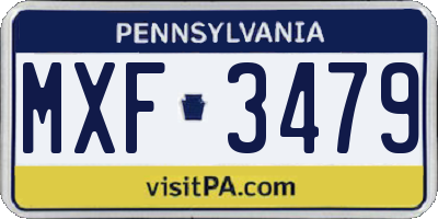 PA license plate MXF3479