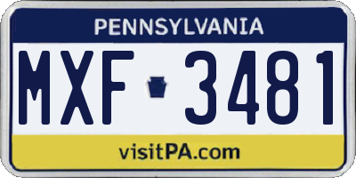 PA license plate MXF3481