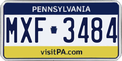 PA license plate MXF3484