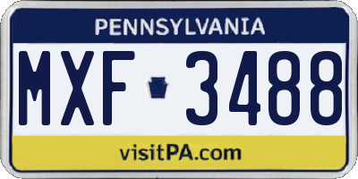 PA license plate MXF3488