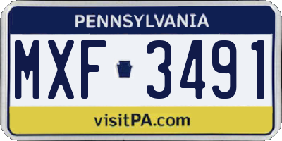 PA license plate MXF3491