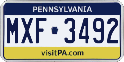 PA license plate MXF3492