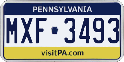 PA license plate MXF3493