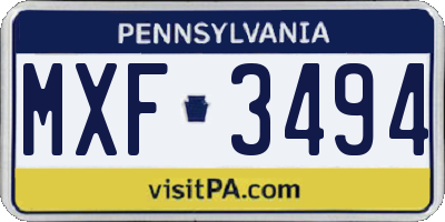 PA license plate MXF3494