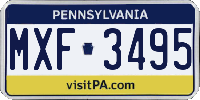 PA license plate MXF3495