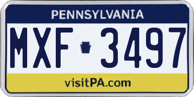PA license plate MXF3497