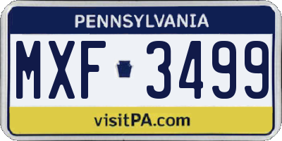 PA license plate MXF3499