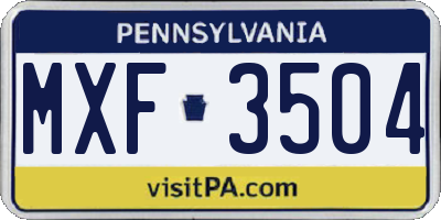 PA license plate MXF3504