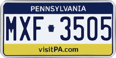 PA license plate MXF3505