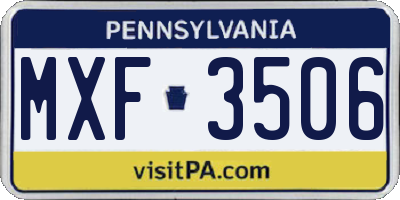PA license plate MXF3506