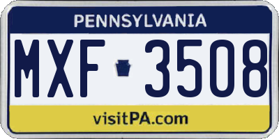 PA license plate MXF3508