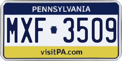PA license plate MXF3509