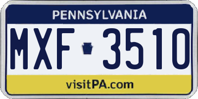 PA license plate MXF3510
