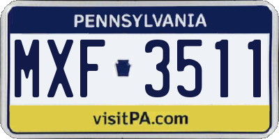 PA license plate MXF3511