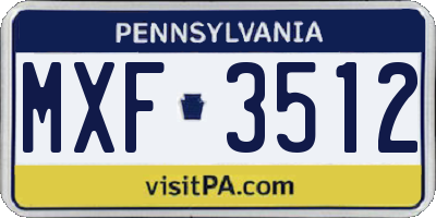 PA license plate MXF3512