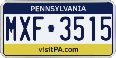 PA license plate MXF3515