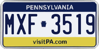 PA license plate MXF3519