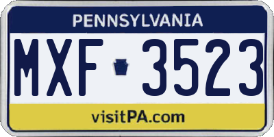 PA license plate MXF3523