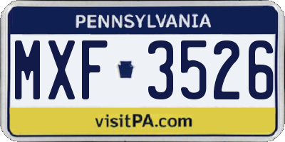 PA license plate MXF3526