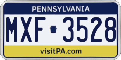 PA license plate MXF3528