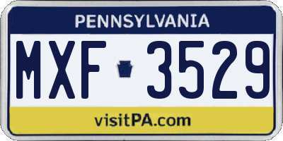 PA license plate MXF3529