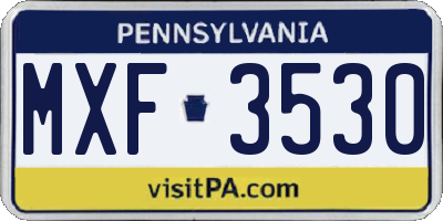 PA license plate MXF3530