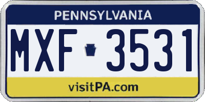 PA license plate MXF3531