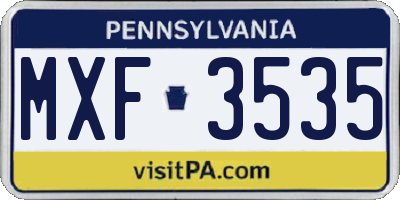 PA license plate MXF3535