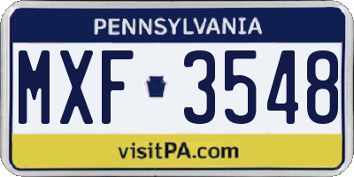 PA license plate MXF3548