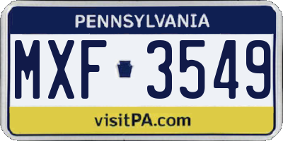 PA license plate MXF3549