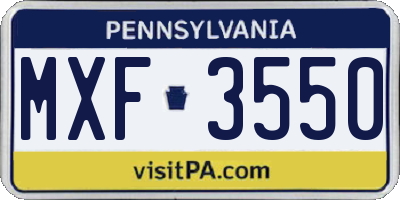 PA license plate MXF3550