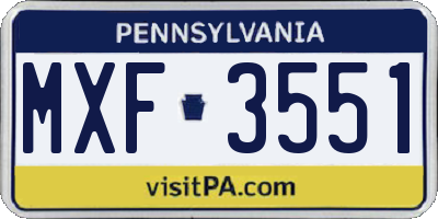 PA license plate MXF3551