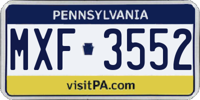 PA license plate MXF3552