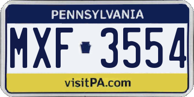 PA license plate MXF3554