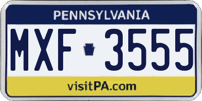 PA license plate MXF3555