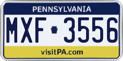 PA license plate MXF3556