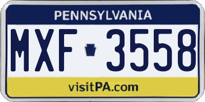 PA license plate MXF3558