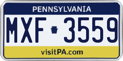 PA license plate MXF3559