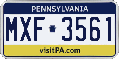 PA license plate MXF3561