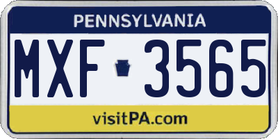 PA license plate MXF3565