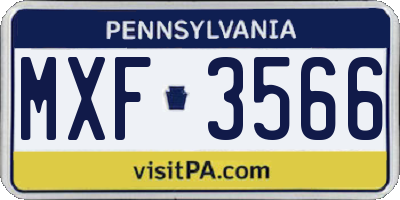PA license plate MXF3566