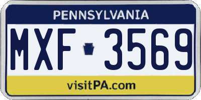 PA license plate MXF3569