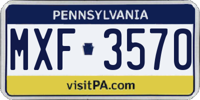 PA license plate MXF3570