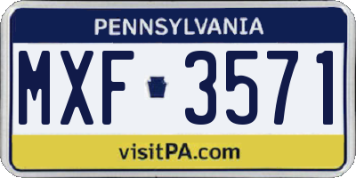 PA license plate MXF3571