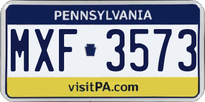 PA license plate MXF3573