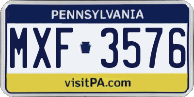 PA license plate MXF3576