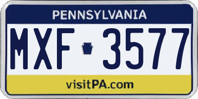 PA license plate MXF3577
